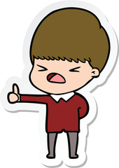 sticker of a cartoon stressed man
