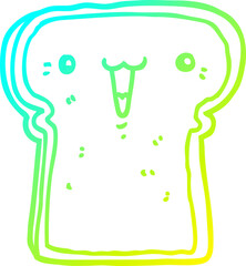 cold gradient line drawing cute cartoon toast