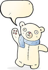 cute cartoon polar teddy bear with speech bubble