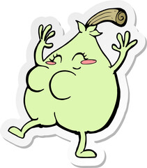 sticker of a a nice pear cartoon