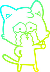 cold gradient line drawing cartoon cat