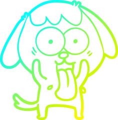 cold gradient line drawing cute cartoon dog