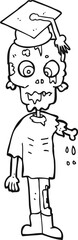 black and white cartoon zombie student