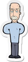 sticker of a cartoon annoyed balding man