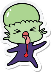 sticker of a weird cartoon alien