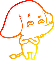 warm gradient line drawing cartoon elephant remembering