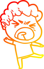 warm gradient line drawing cartoon furious man