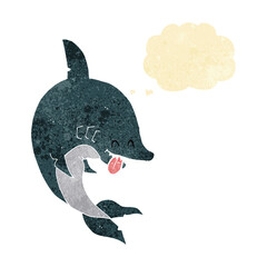 funny cartoon shark with thought bubble
