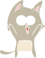 funny flat color style cartoon cat