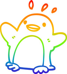 rainbow gradient line drawing cartoon christmas penguin