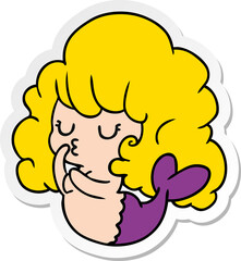 sticker cartoon of cute kawaii mermaid girl
