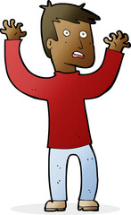 cartoon terrified man