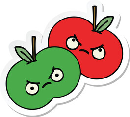sticker of a cute cartoon apples