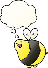 cartoon bee and thought bubble in smooth gradient style