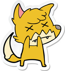 sticker of a cartoon dead fox
