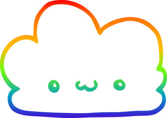 rainbow gradient line drawing cute cartoon cloud