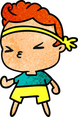 textured cartoon kawaii working out boy