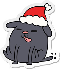 christmas sticker cartoon of kawaii dog