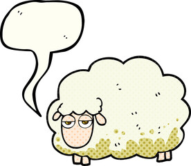 comic book speech bubble cartoon muddy winter sheep