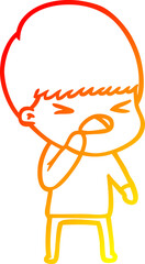 warm gradient line drawing cartoon stressed man