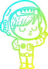 cold gradient line drawing cartoon astronaut woman