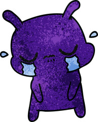 textured cartoon of cute sad alien