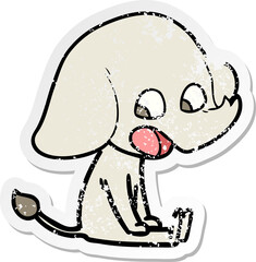 distressed sticker of a cute cartoon elephant