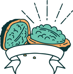 banner with tattoo style walnuts with shell