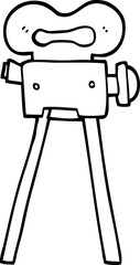 black and white cartoon film camera