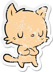 distressed sticker of a cartoon cat