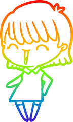 rainbow gradient line drawing cartoon woman