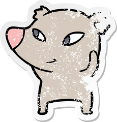 distressed sticker of a cute cartoon bear