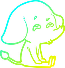 cold gradient line drawing cartoon elephant remembering