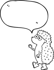 cute speech bubble cartoon hedgehog