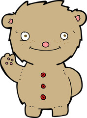 cartoon waving teddy bear