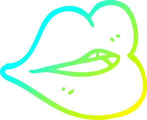 cold gradient line drawing cartoon red lips