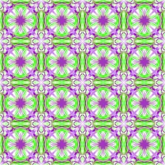 Purple and Lime Green Tiled Seamless Pattern