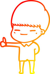 warm gradient line drawing cartoon smug boy