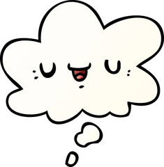 happy cartoon face and thought bubble in smooth gradient style