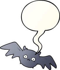 cartoon vampire halloween bat and speech bubble in smooth gradient style