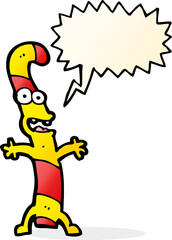 cartoon candy cane with speech bubble
