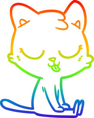rainbow gradient line drawing cartoon cat