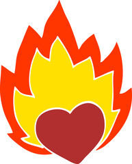 cartoon doodle flaming heart