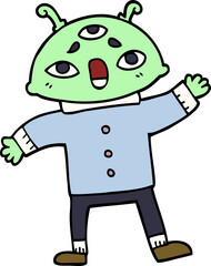 cartoon doodle alien space man