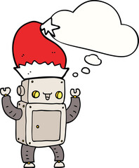cartoon christmas robot and thought bubble