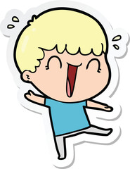 sticker of a laughing cartoon man