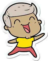 sticker of a cartoon man laughing