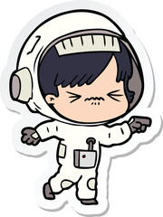 sticker of a cartoon astronaut woman