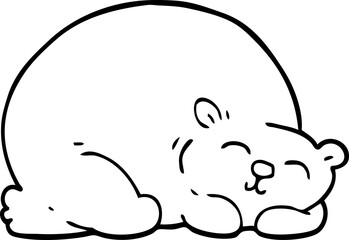 line drawing cartoon happy polar bear sleeping