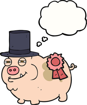 thought bubble cartoon prize winning pig